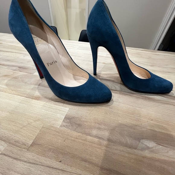 CHRISTIAN LOUBOUTIN Blue Eloise Navy Marine Suede Pumps EU 38/US 7.5 - Picture 12 of 12